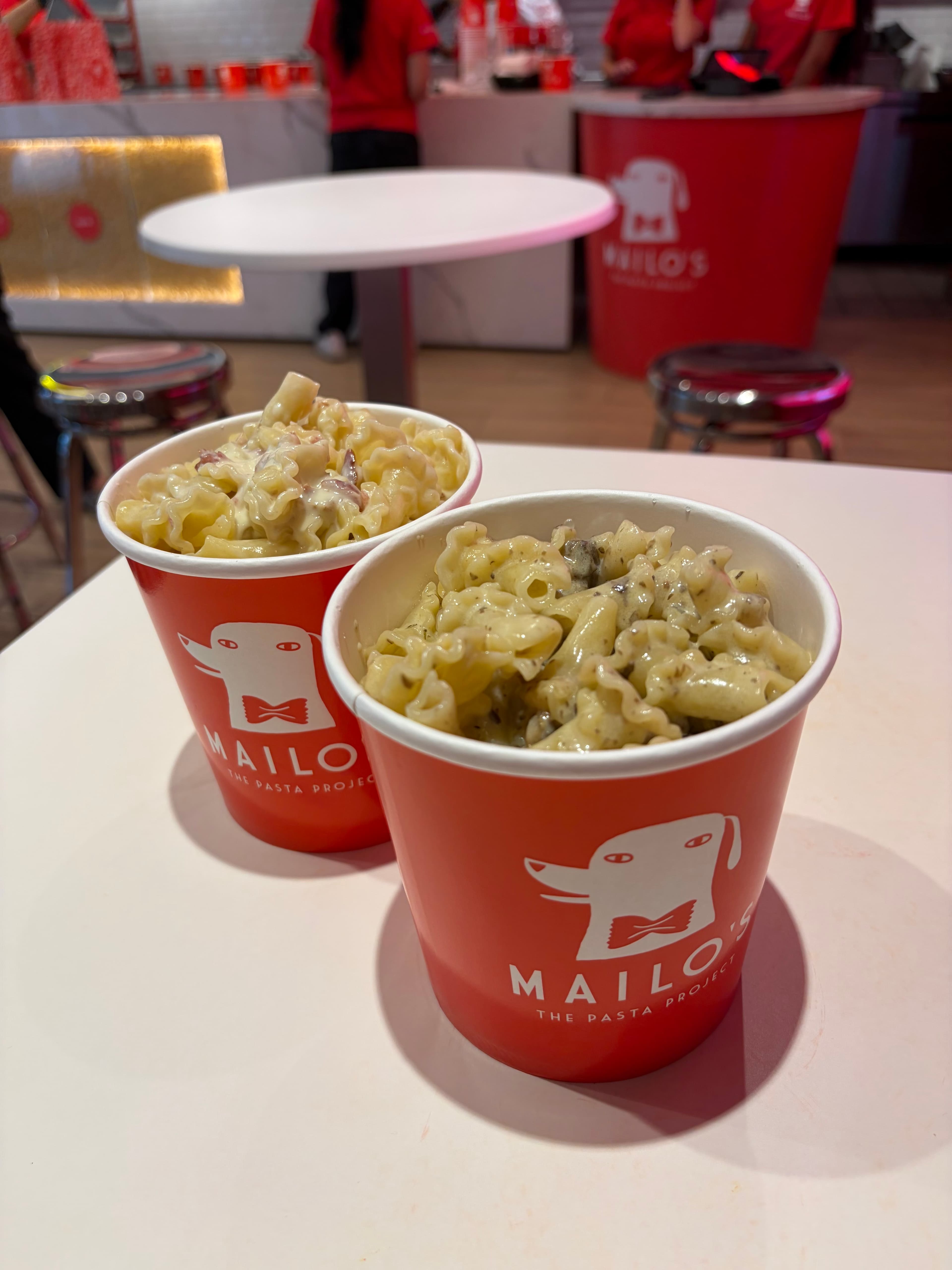 Two cups of pasta from Mailo's