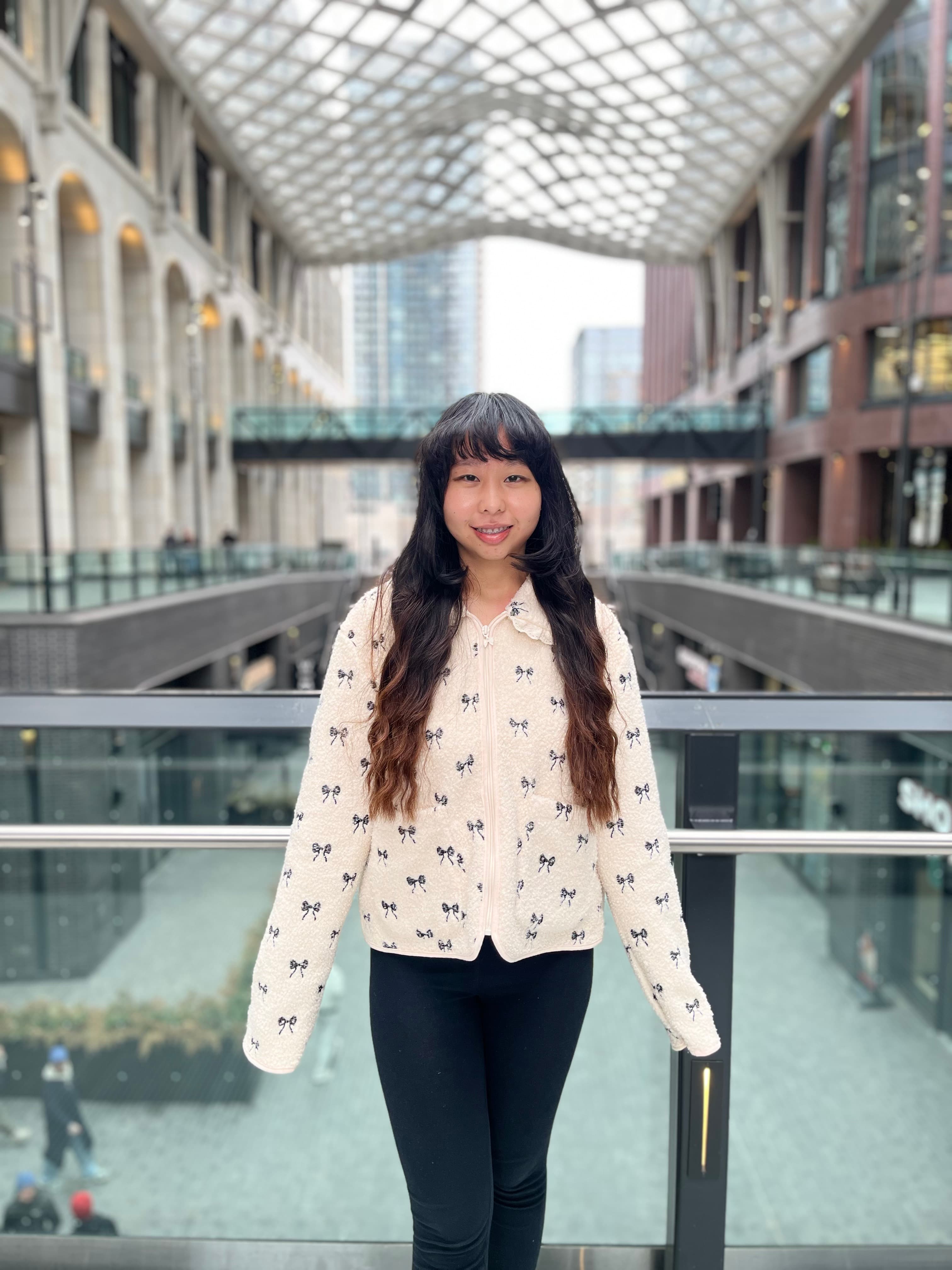Amy in the glass atrium at Brookfield Place